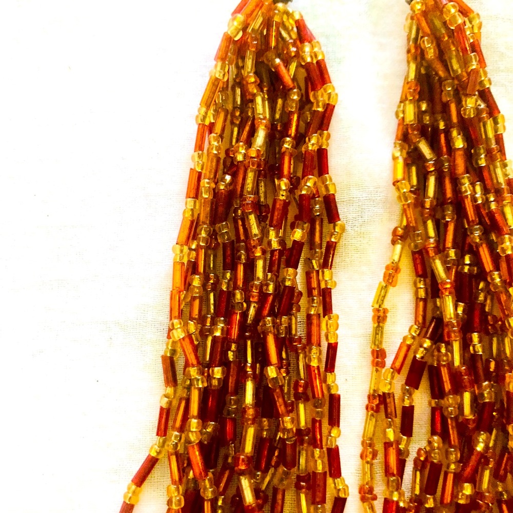 Orange and Yellow Cluster Beaded Necklace